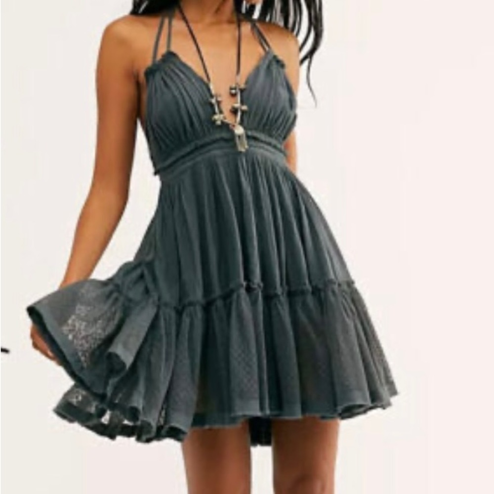 Free People 100 Degrees Mini Dress in Indigo